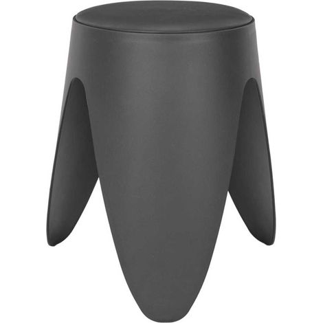 Tabouret Gris Tulipe en Polypropylène Empilable Ø46 cm - QARIS