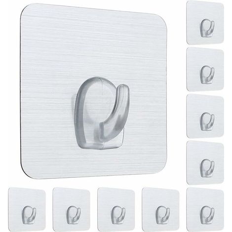 EASYCOMFORT 10 Pcs Nano Crochets Adhésifs En Plastique Fort Collant Crochet Réutilisable Crochet Mural Sans Ongles Lavable Non Tachant Crochet Carré pour Chambre Salle De Bains Cuisine Porte Murale (1/5)