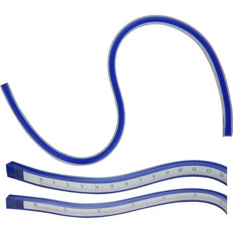 Donau Elektronik MLK30 Righello per curve Plastica, Acciaio Blu 30 cm