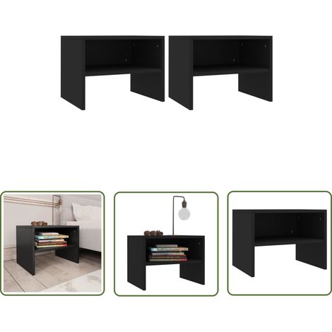 2 pcs Tables de chevet Noir 40 x 30x30 (1/5)