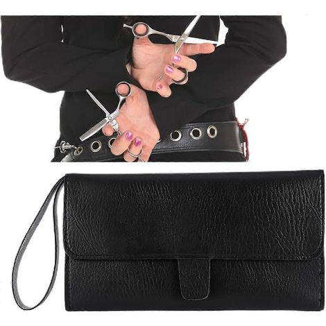 Sac de rangement pour ciseaux, sac de rangement pliable pour ciseaux, étui de rangement portable et multifonctionnel pour outils de coiffure, ciseaux et peigne (1/5)