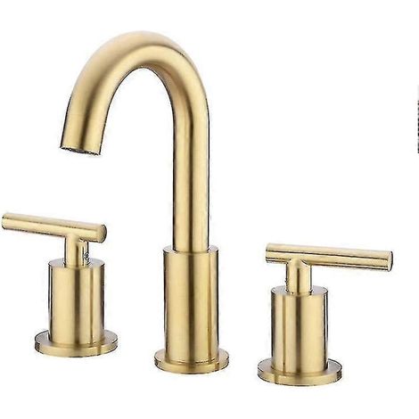Robinet d'évier en laiton de 20 cm (8 pouces) avec 2 poignées, 3 trous, vanne et tuyaux d'alimentation en eau, Cupc, C (1/4)