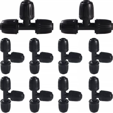 10 Stück 16 mm Tropfbewässerungsarmaturen, T-Rohrverbinder mit Widerhaken, Bewässerungsschlauchverbinder, Tropfbewässerungsanschluss, für Garten, Rasen (schwarz)