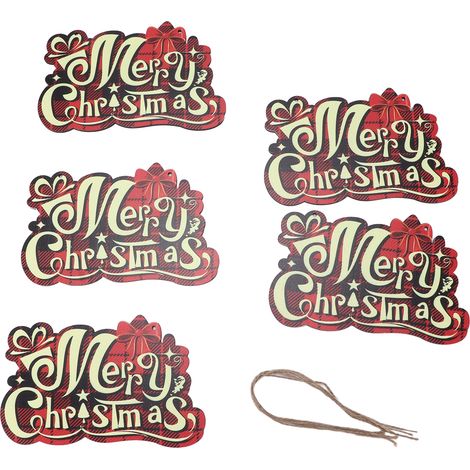 Lot de 5 décorations de Noël en bois réutilisables pour sapin, porte ou fenêtre.