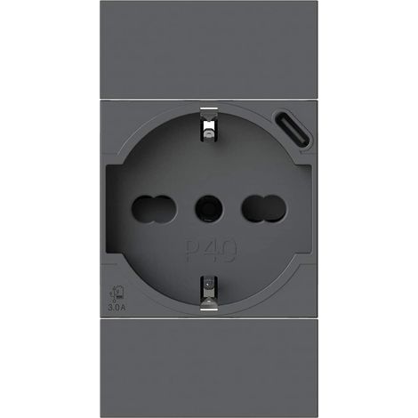 4BOX P40 USB 3.0 Schuko-Steckdose mit USB-C kompatibel mit Bticino LivingNow Schwarz (1/4)
