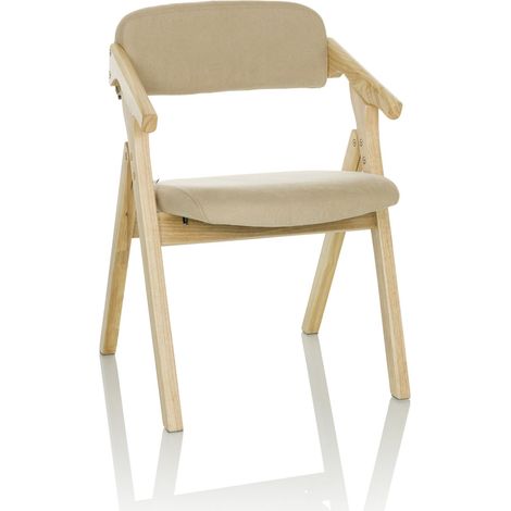Besucherstuhl / Klappstuhl SCANDIO Holzrahmen / Stoff beige hjh OFFICE (1/5)