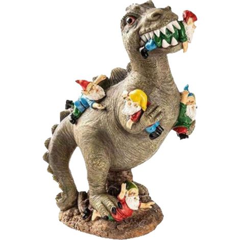 Statue De Jardin Gnome Dinosaure - Résine Résistante Aux Intempéries - Pour Extérieur Patio Pelouse Jardin - 1 Pièce (1/5)