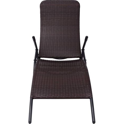 vidaXL Folding Sun Lounger Poly Rattan Brown