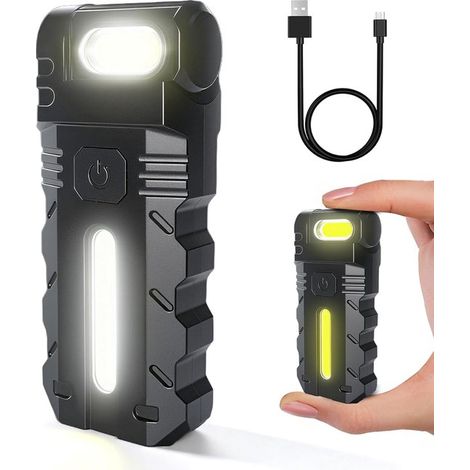 Lampe torche - Torches LED rechargeables USB (2-pack) - Mini, 5 modes, 180° rotatif, magnétiques avec clip, étanches, petites torches pour camping et outdoor
