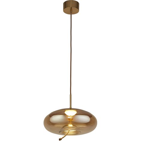Pendente Lisbona - Ottone satinato e vetro ambrato (1/5)
