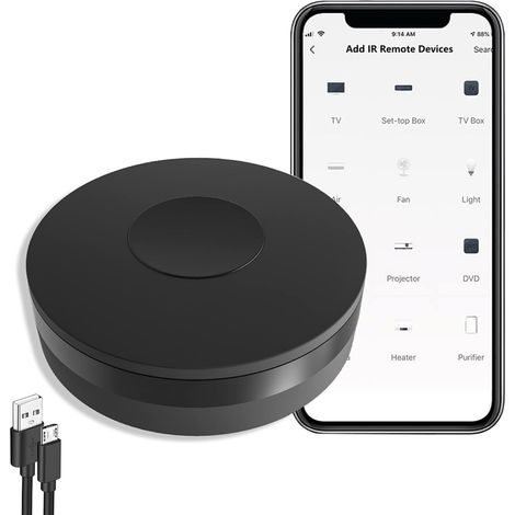 Télécommande WiFi intelligente IR universelle pour tous les contrôles, TV, DVD, AUD, ventilateur, climatiseur, etc. (1/5)