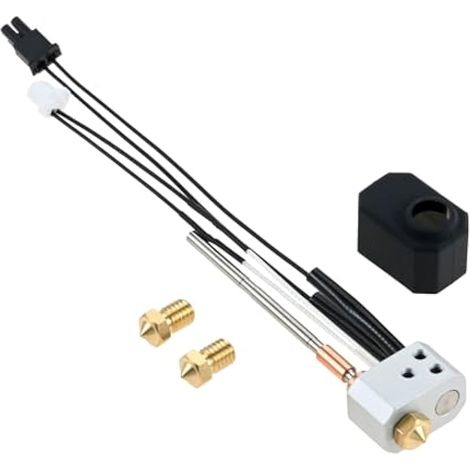 Hotend pour tête d'impression Prusa I3 MK4, bloc chauffant, buse en acier trempé, 0,4 mm, cartouche chauffante 24 V 40 W, cache en silicone, kit d'extrudeuse avec 2 buses en laiton (1/4)