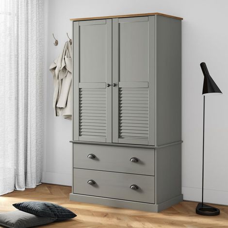Garde-robe,Armoire de Rangement,Étagères Vêtements VIGO gris 90x55x176 cm bois massif de pin VDVM499047 (1/5)
