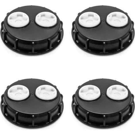 Paquet de 4 bouchons de réservoir IBC de 6,5 pouces, haute résistance chimique, doubles évents, bouchons en plastique pour connexions de réservoir IBC, filetage fin, noir (1/4)