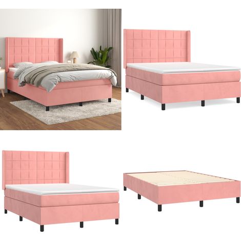 Boxspringbett mit Matratze Rosa 140x200 cm Samt - Samtbett - Boxspringbett - Doppelbett - Rosa Bett - Betten Günstig - Home & Living (1/5)