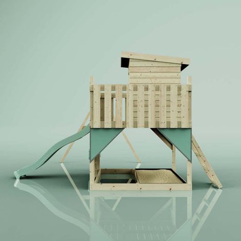 PolarPlay Spielturm Björn aus Holz in GrünBabyschaukel