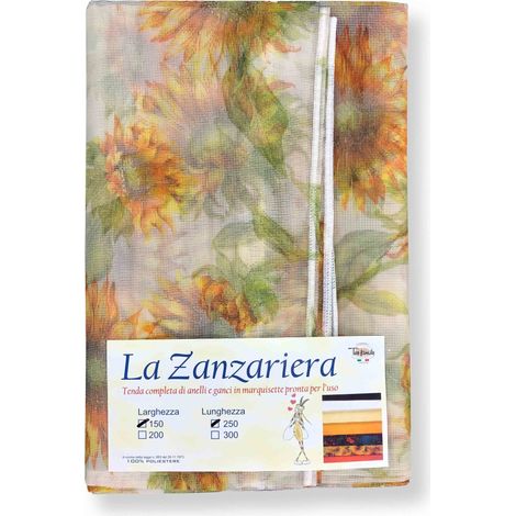RIDEAU moustiquaire marquisette EXTERNE indication de TOURNESOLS EN 4 TAILLES DIFFÉRENTES 200 x 250 cm