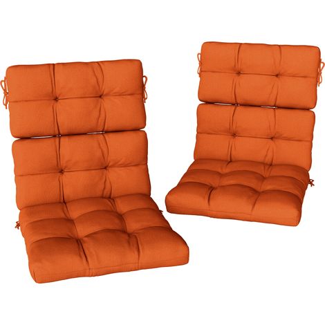 Set of Two Padded Outdoor Seat Cushions - Orange