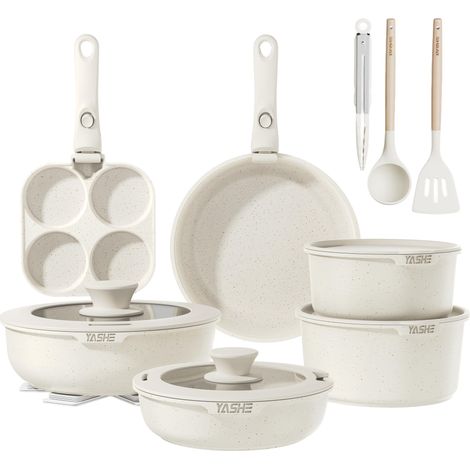 Batterie de Cuisine Induction Antiadhésive - Blanc, 20 Pièces (1/5)