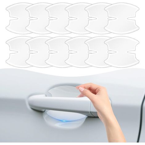 12 Films de protection autocollants transparents TPU anti-rayures pour poignées de porte, universel pour tous véhicules (1/5)