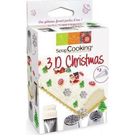 Kit douille à pâtisserie - SCRAPCOOKING - 3D Christmas - 4 pcs - Inox - Décorations de Noël