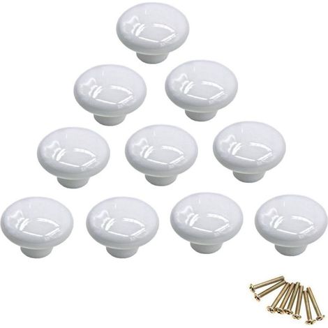 Bouton De Placard - Céramique Rond À Trou Unique - Pour Tiroir Armoire Porte Commode - Lot De 10 Pièces (1/5)