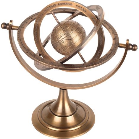 Esfera armilar de latón dorado con globo terráqueo 22 cm (1/5)