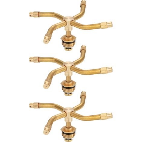 Lot de 3 pulvérisateurs rotatifs automatiques à 4 bras, grande couverture en laiton pour pelouses, rotation à 360 degrés (1/5)