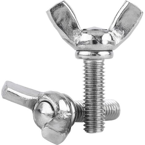 Lot de 5 vis à oreilles entièrement filetées M6 DIN316 en acier inoxydable 304 (M6 x 12 mm) (1/2)