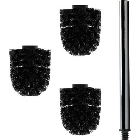 Brosse De Toilette - Manche En Acier Inoxydable - Têtes De Rechange 3 Pièces - Design Moderne - Usage Salle De Bain (1/5)