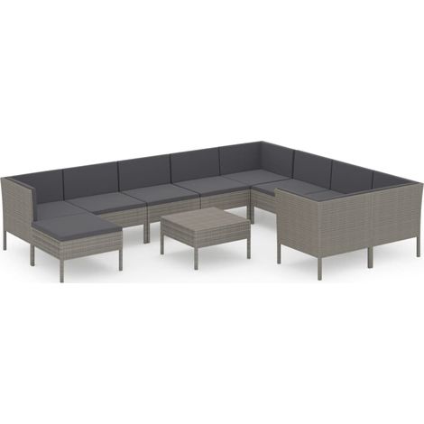 Maison Exclusive - 11-tlg. Garten-Lounge-Set mit Auflagen Poly Ra