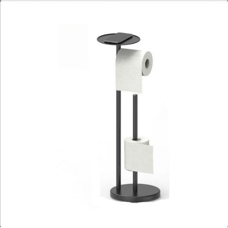 Porte papier toilette SUS304 noir mat/acier inoxydable avec étagères, porte rouleau de papier toilette avec fonction de rangement, distributeur de papier toilette pour salle de bain (1/5)