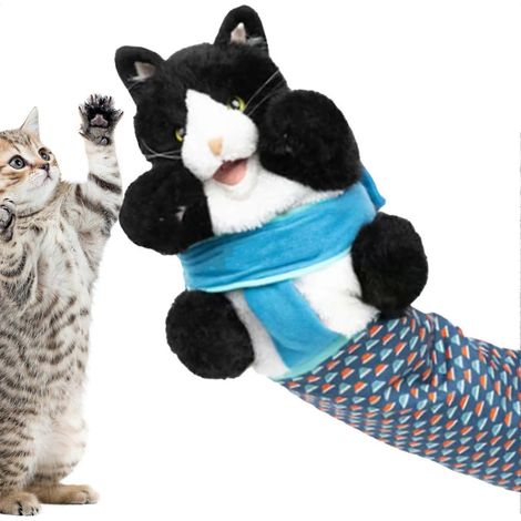 Plüsch-Handpuppen-Wrestler mit Polsterung, lustiges interaktives Katzenspielzeug, Haustiertrainings- und Übungshandschuh für Katzen