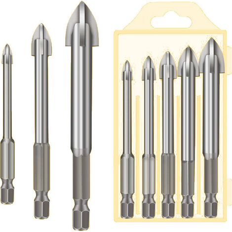 Green Mobility-5 Pcs Foret, Foret De Maçonnerie En Carbure De Tungstène Set Pour Métal Acier, Tuile De Céramique Porcelaine, Béton, Brique, Plastique Et Bois (1/5)
