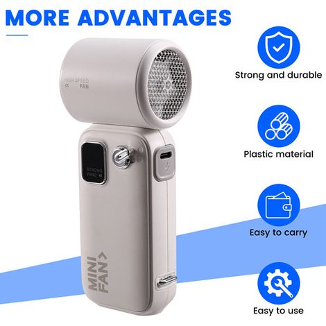 1 unit. Colour: White. Material: Plastic. Rechargeable portable fan with fast cooling function. (1/5)