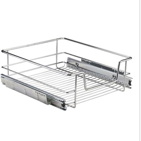 Tiroirs Téléscopique de Cuisine, Panier Treillis Métallique pour Placard, Panier de Rangement, Panier de Rangement Coulissant (56 cm) (1/5)