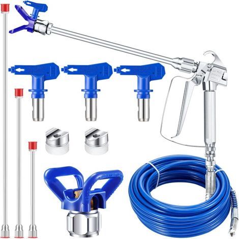 9-teiliges 15,2 m (60 ft) Hochdruck-Airless-Spritzpistolen-Schlauchset (3600 psi) mit Verlängerungsstange 313 415 517 - Drehgelenk für Häuser, Gebäude, Terrassen oder Zäune