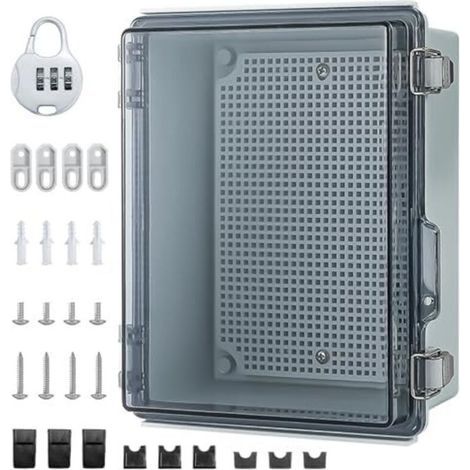 Caja Eléctrica Estanca para Exteriores, Caja Estanca IP65, Caja de Conexiones de ABS, Caja Eléctrica Estanca para Exteriores con Accesorios de Montaje en Pared y Cerradura (230 x 165 x 120 mm) (1/4)