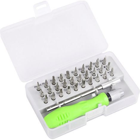 Jeu de Tournevis 32 en 1 Tournevis de précision magnétique Embouts de réparation Tournevis à cliquet Torx Compatible avec téléphone Portable Outil à Main antidérapant (Color : 32pcs) (1/4)