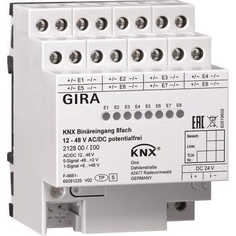 Gira 212800 ingresso binario grigio domotica KNX 12-48V