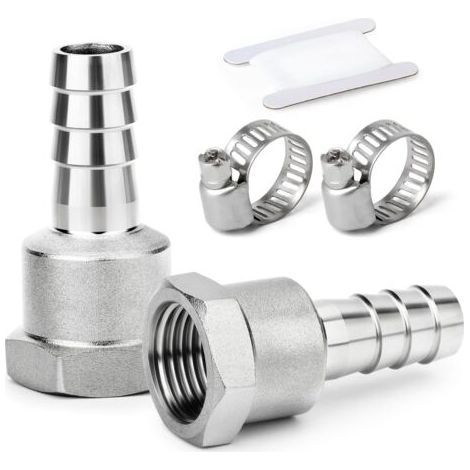 2 Stück Edelstahl-304-Schlauchanschlussstücke, 10 mm auf 3/4"-BSP-Außengewinde (1/5)