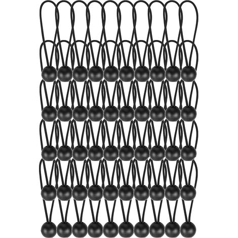 Pack of 50 heavy-duty 15.2 cm ball bungee cords with black balls (1/5)