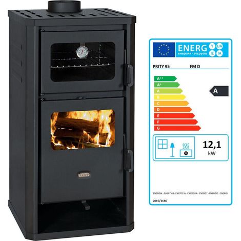 Stufa a Legna con Forno Prity FM D 12.1 kW – Camino in Acciaio (1/5)