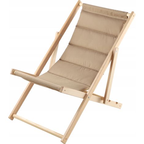 KADAX Liegestuhl aus Holz, Sonnenliege bis 120kg, Cappucino
