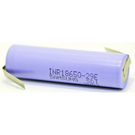 Samsung – Accu Li-Ion 18650 2900mAh – Pile rechargeable à tête plate – Résiste à +60°C – Cosses à souder en Z – Courant décharge max 8.25A