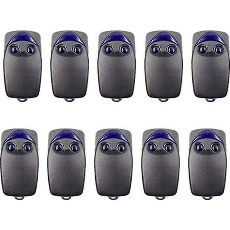 Lot de 10 télécommandes FLO2RS 433 MHz pour porte de garage, avec code tournant et 2 boutons. (1/5)