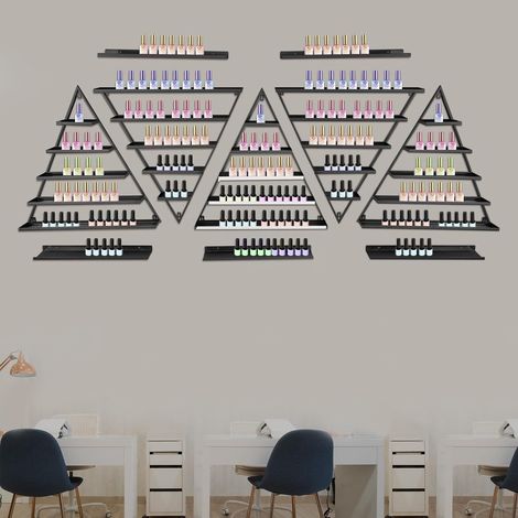 Lot de 10 étagères murales pour vernis à ongles, à 5 niveaux, en métal, étagère de présentation triangulaire, pour la maison, le spa, le salon de manucure, la boutique (1/5)