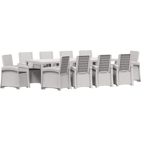 Maison Exclusive - Set da Pranzo per Giardino 11 pz Bianco e Antracite PP (1/5)