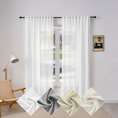 WOLTU 1x Tende per Interni Semitrasparente Moderne in 100% Poliestere con Passante Bianco 135x245cm