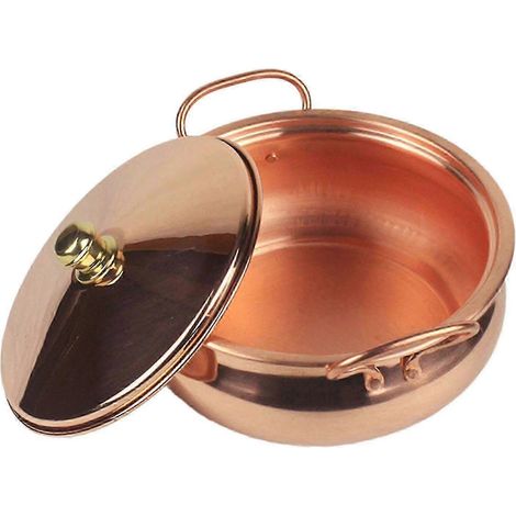 Casserole en cuivre pur avec couvercle, 18 cm, ustensile de cuisine durable, compatible avec les cuisines professionnelles - Yvan (1/5)